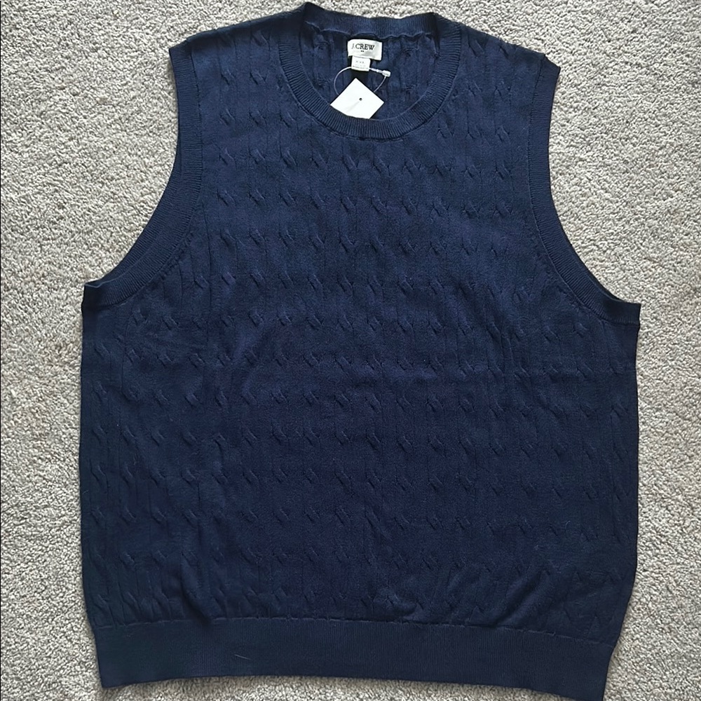 NWT J Crew Navy Cable Knit Sweater XXL
